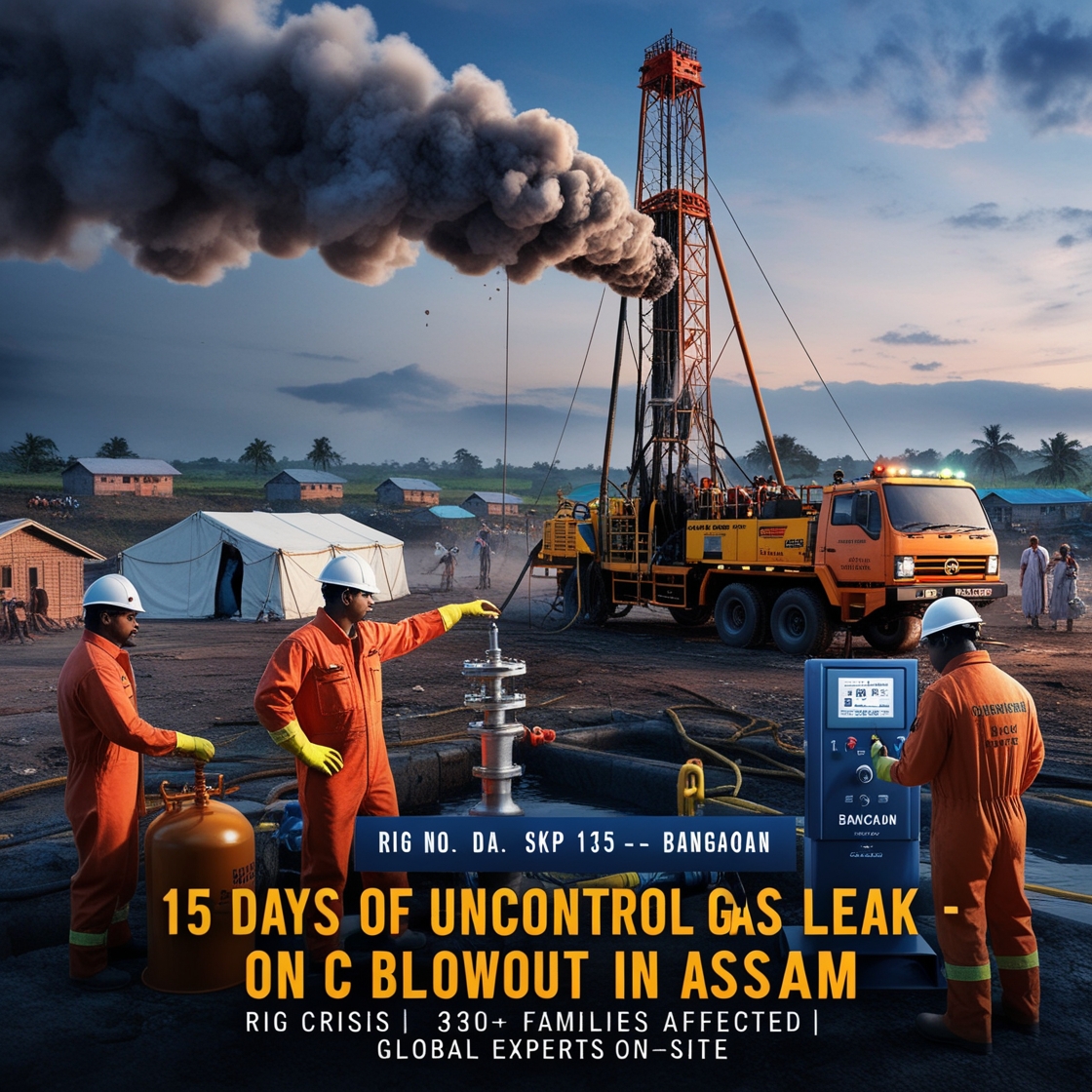 15 दिन से जल रही गैस